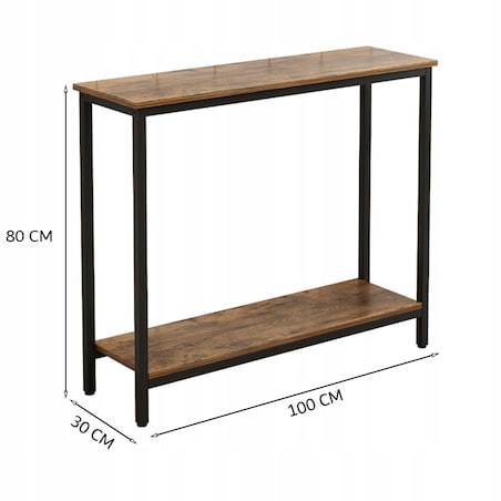 Konsola Stolik Regał Z Półką Loft Industrialny Rustykalny Brąz Szafka 100cm