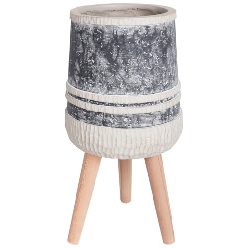 Doniczka na stojaku 27 x 27 x 57 cm szaro-beżowa ARISAEMA