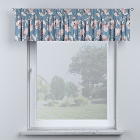 Lambrekin na taśmie marszczącej 260x40 niebiesko-różowy