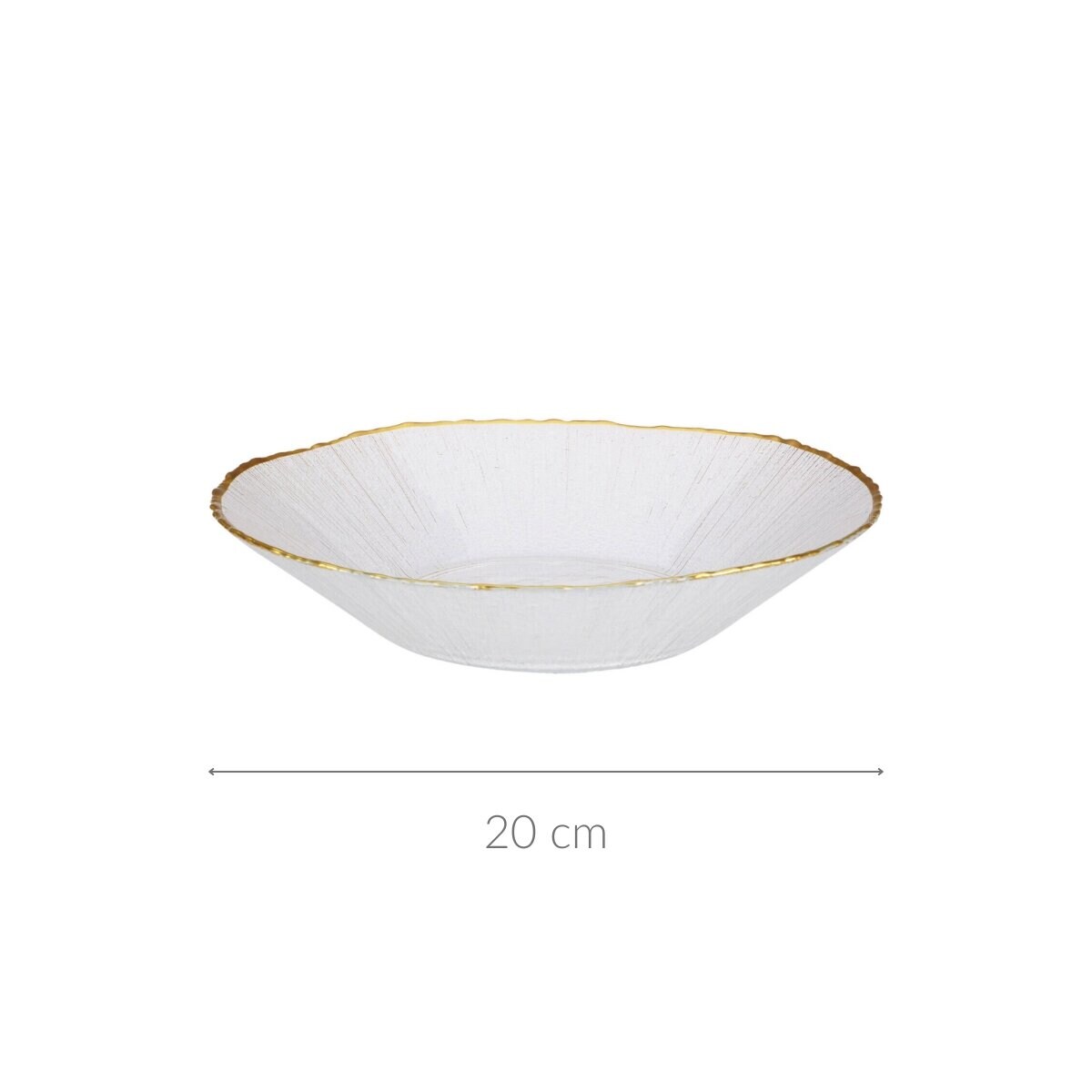 Szklany talerz głeboki ze złotą obwódką DATURA, 20 cm