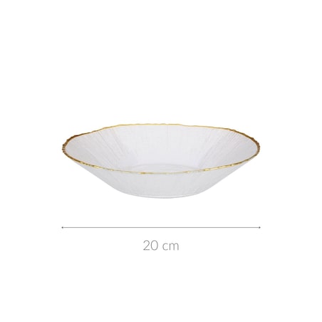 Szklany talerz głeboki ze złotą obwódką DATURA, 20 cm