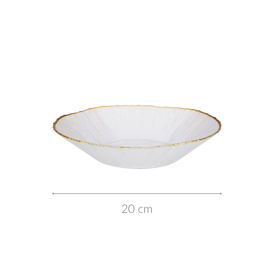 Szklany talerz głeboki ze złotą obwódką DATURA, 20 cm