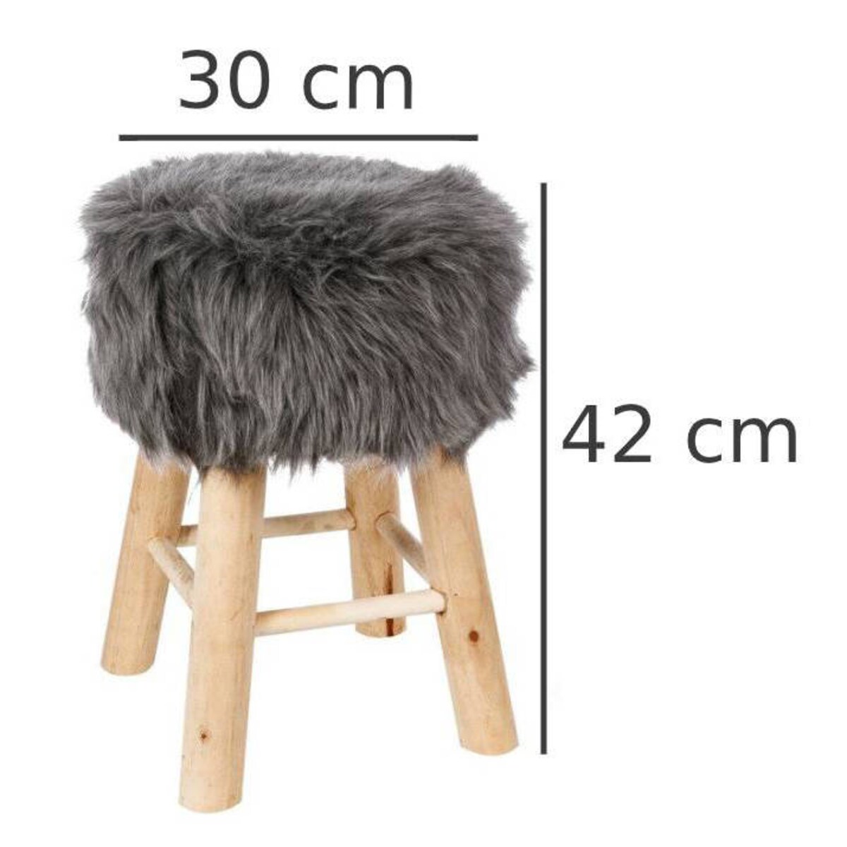 Taboret do siedzenia, niewielki stołek z gustownym obiciem futrzanym, mały podnóżek o uniwersalnym zastosowaniu.