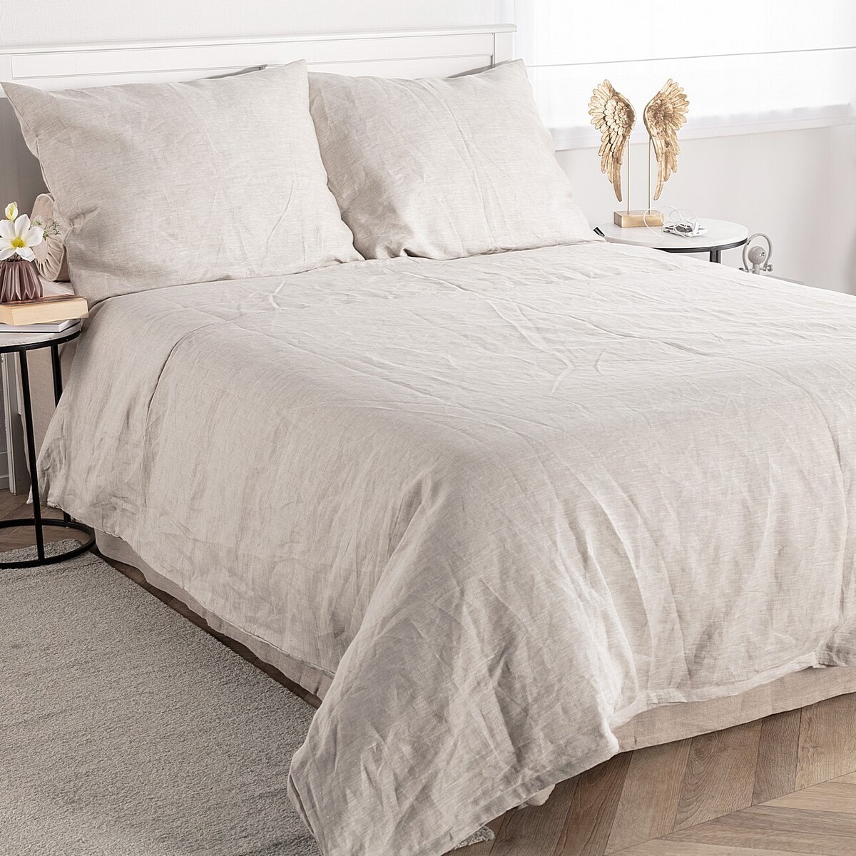 Komplet pościeli lnianej Linen 200x200cm natural, 200 x 200 cm / 2 x 60 x 50 cm