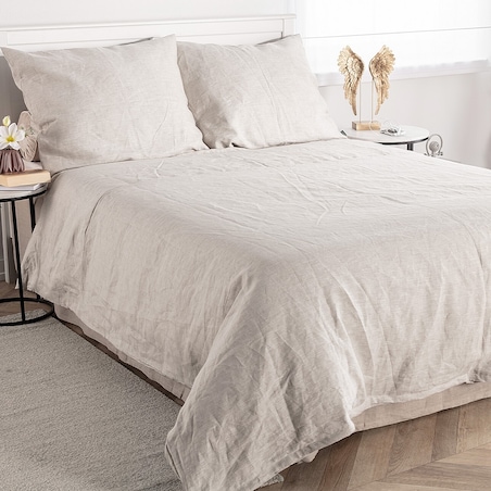 Komplet pościeli lnianej Linen 200x200cm natural, 200 x 200 cm / 2 x 60 x 50 cm