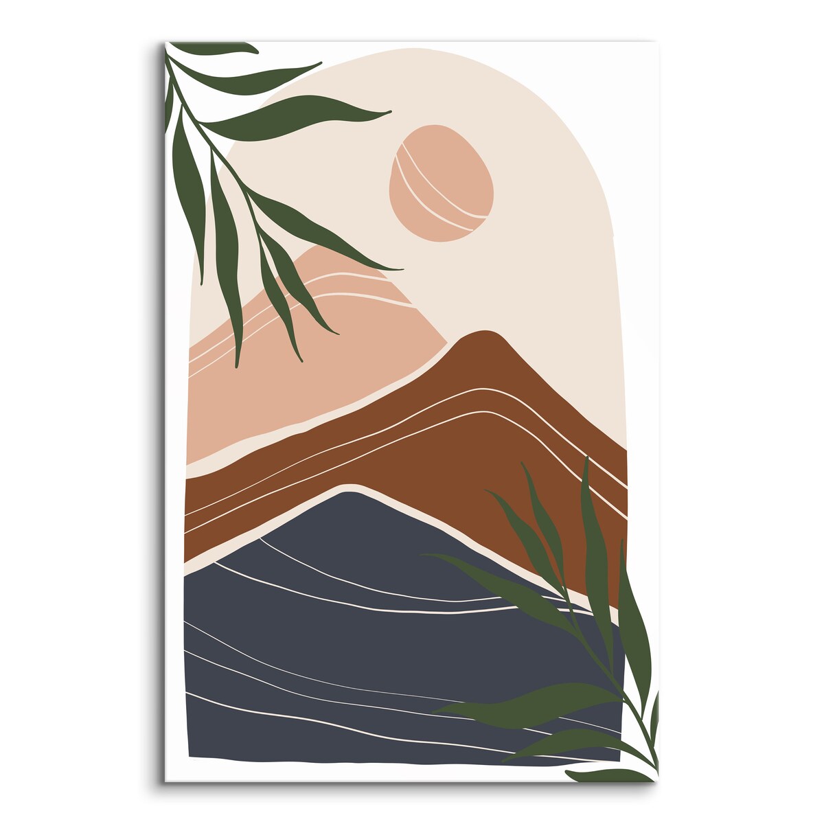 Obraz Góry Abstrakcja Słońce Liście Palmowe 80x120cm