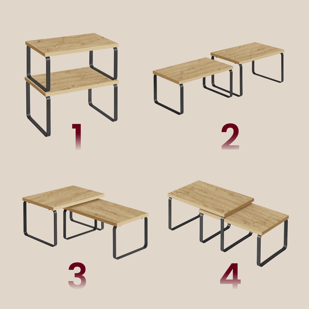 Półki Kuchenne 2 Szt w nowoczesnym stylu dąb artisan, czarny