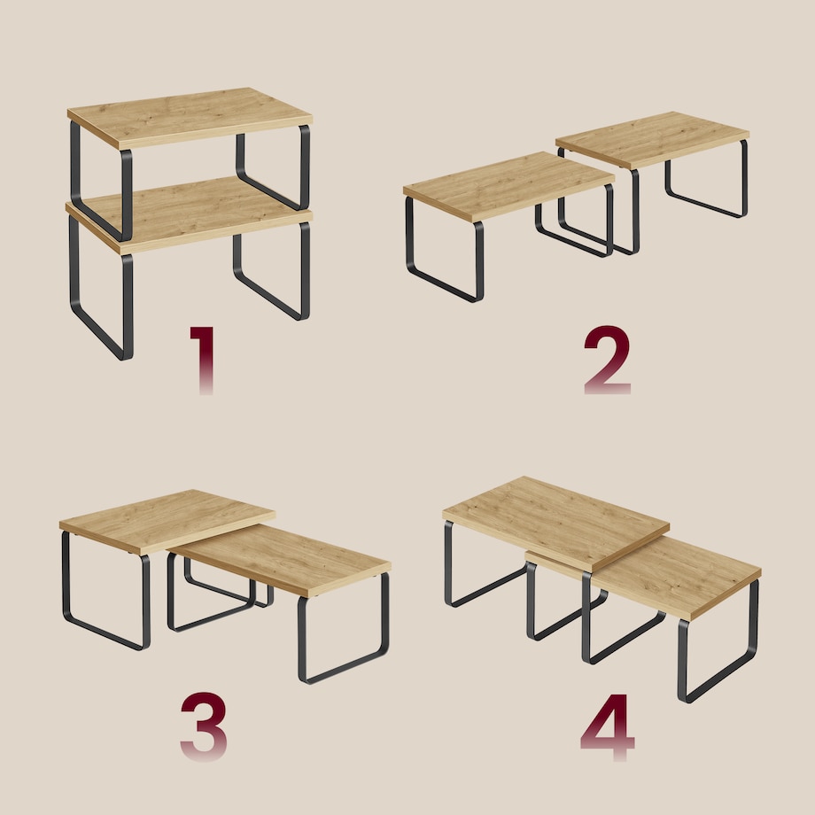 Półki Kuchenne 2 Szt w nowoczesnym stylu dąb artisan, czarny