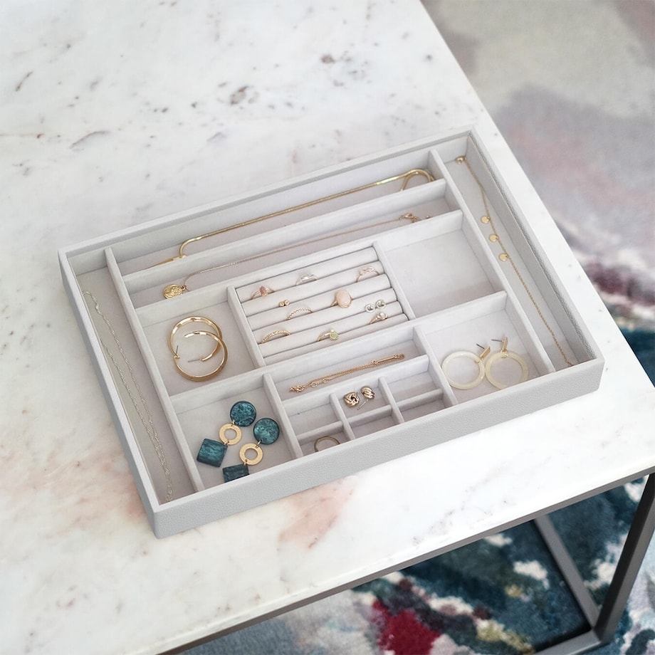 Szkatułka na biżuterię Stackers 16 komorowa supersize kamienna szarość