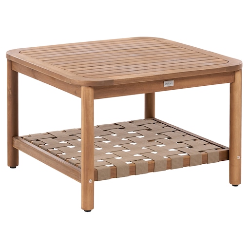 Stolik kawowy ogrodowy z półką MILZANO 70 cm 70 cm Drewno akacjowe Brązowy