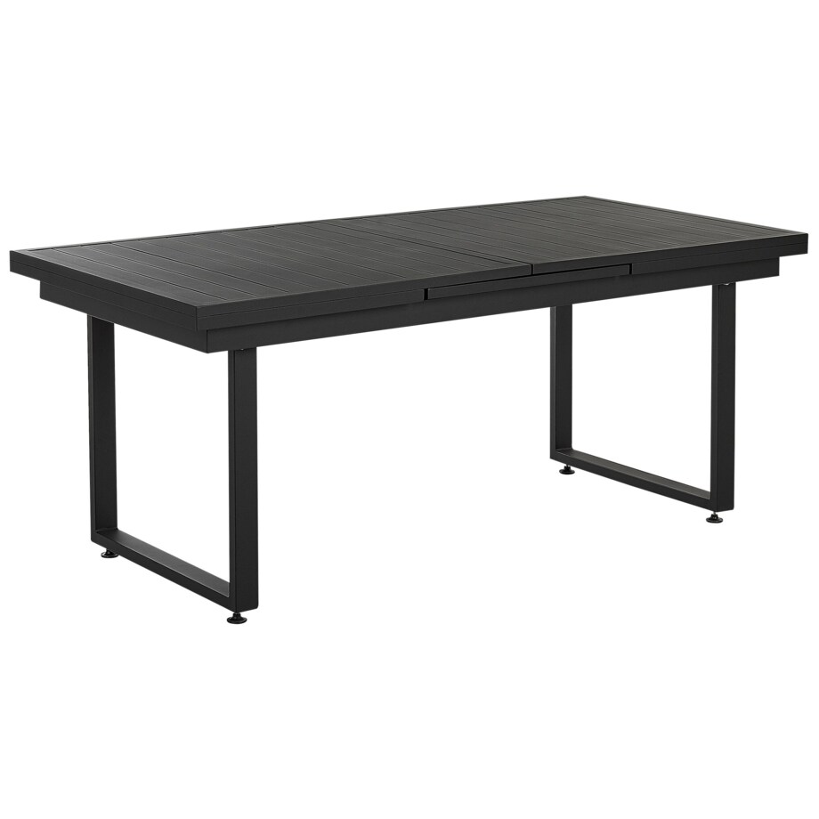 Zestaw ogrodowy stół rozkładany i 8 krzeseł czarny z poduszkami szarymi VALCANETTO/TAVIANO