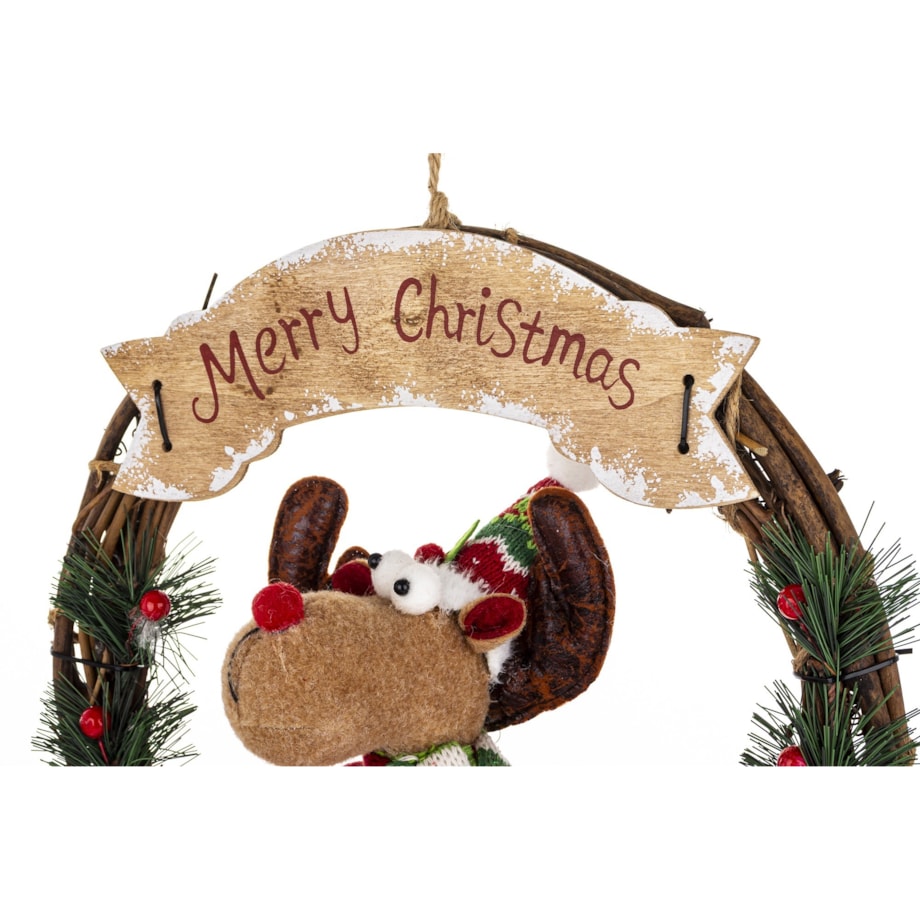 Dekoracja - figurka renifer w kole w czerwonym ubranku 47x33x10 cm