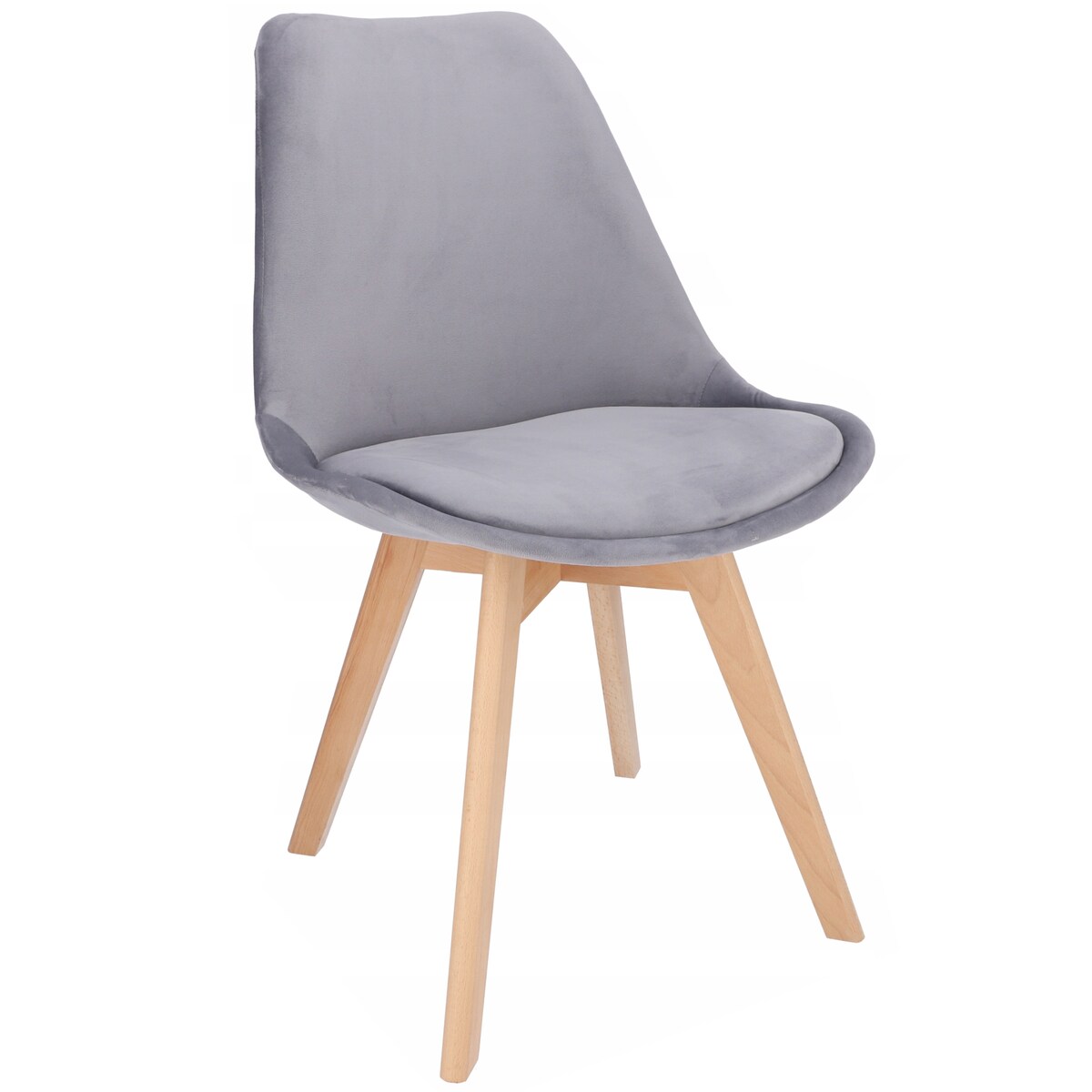 Krzesło tapicerowane welurowe BARI szare