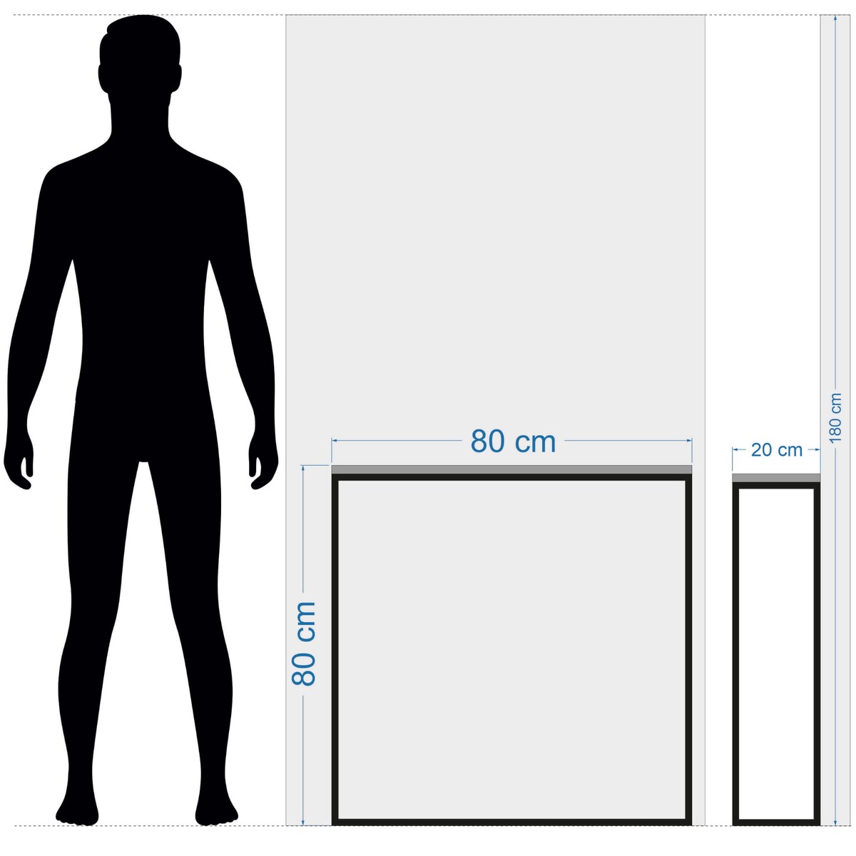 Konsola loftowa czarna 80x80x20cm pojedyncza