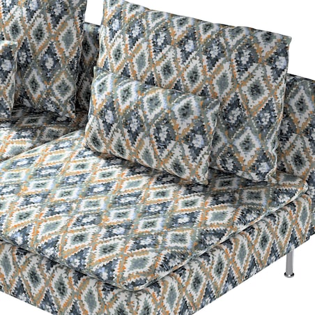 Pokrowiec na moduł Söderhamn 3-osobowy, kremowe wzory azteckie na kremowym niebiesko-miętowym tle, 186 x 99 x 83 cm, Cosy Home
