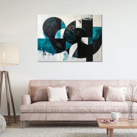 Obraz do salonu biura kuchni, Abstrakcyjne koła kształty turkusowy czarny