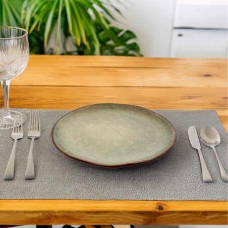 TALERZ OBIADOWY DUŻY 28CM CERAMICZNY SZARY ZIELONY PŁYTKI NA SZTUKI SERWIS