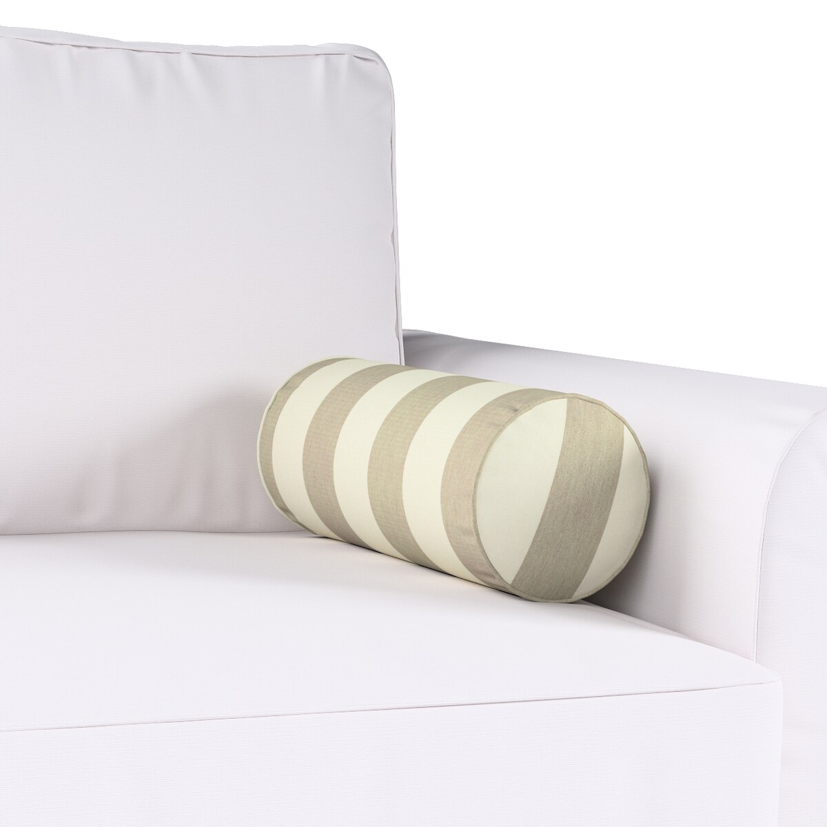 Poduszka wałek prosty, beżowo-białe pionowe pasy (5,5cm), Ø16 x 40 cm, Quadro