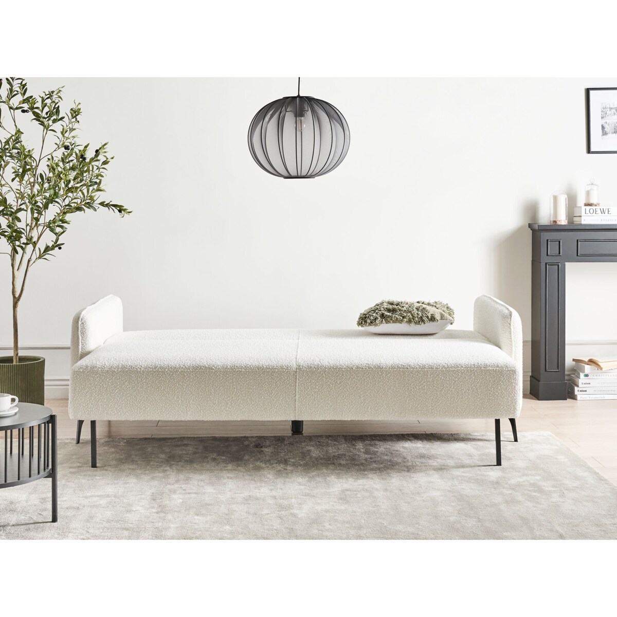 Sofa rozkładana HEMING Złamana biel Boucle