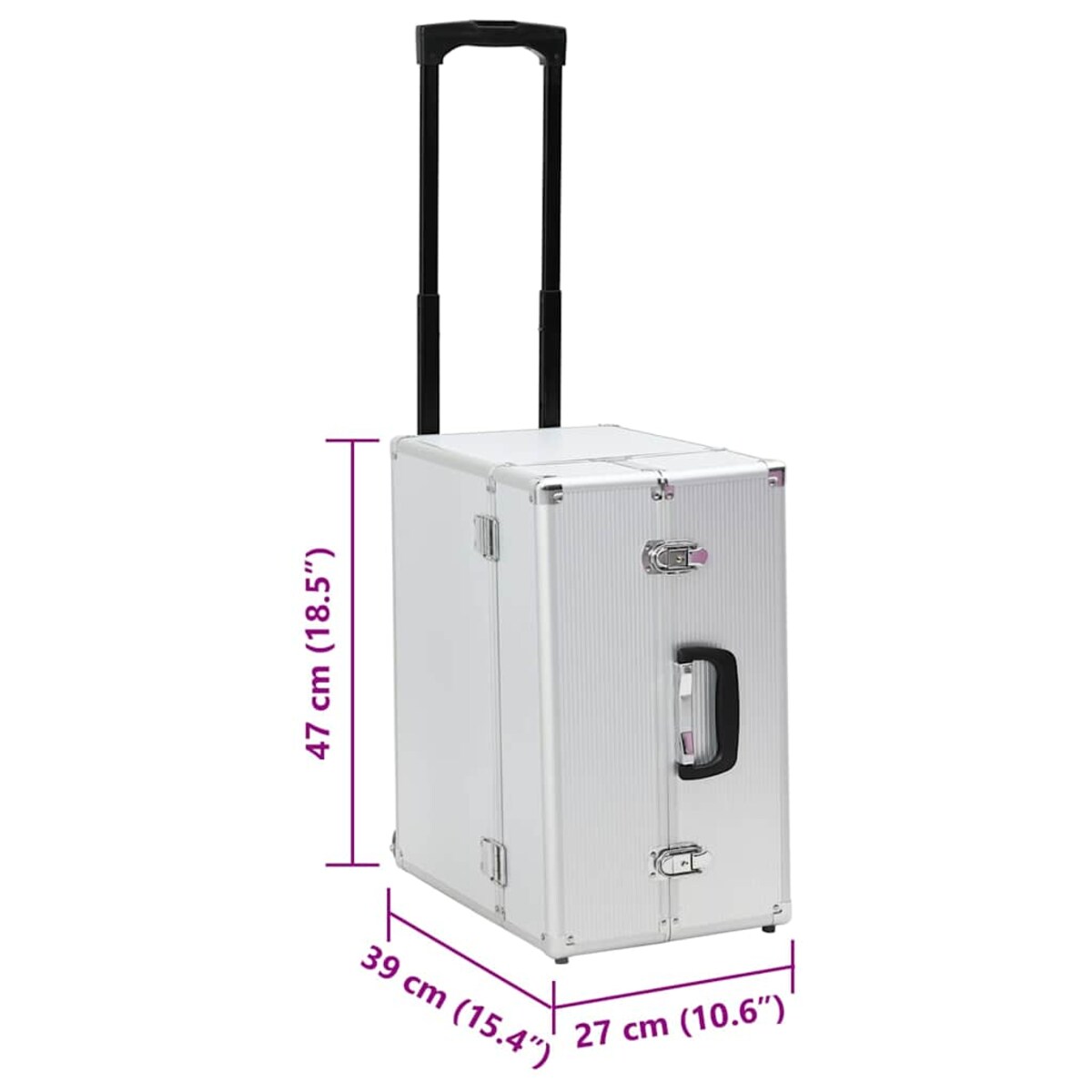 vidaXL Walizka pilotka, 47 x 39 x 27 cm, srebrna, aluminium