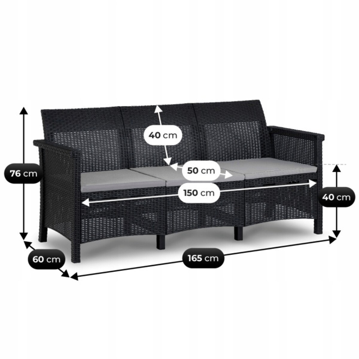 Zestaw Mebli Ogrodowych Na Taras Ogród Technorattan Czarny SAVIO