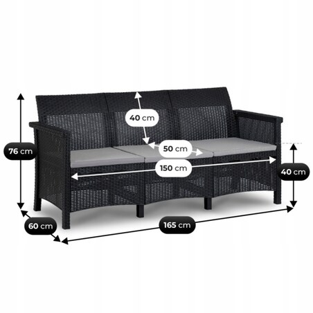 Zestaw Mebli Ogrodowych Na Taras Ogród Technorattan Czarny SAVIO