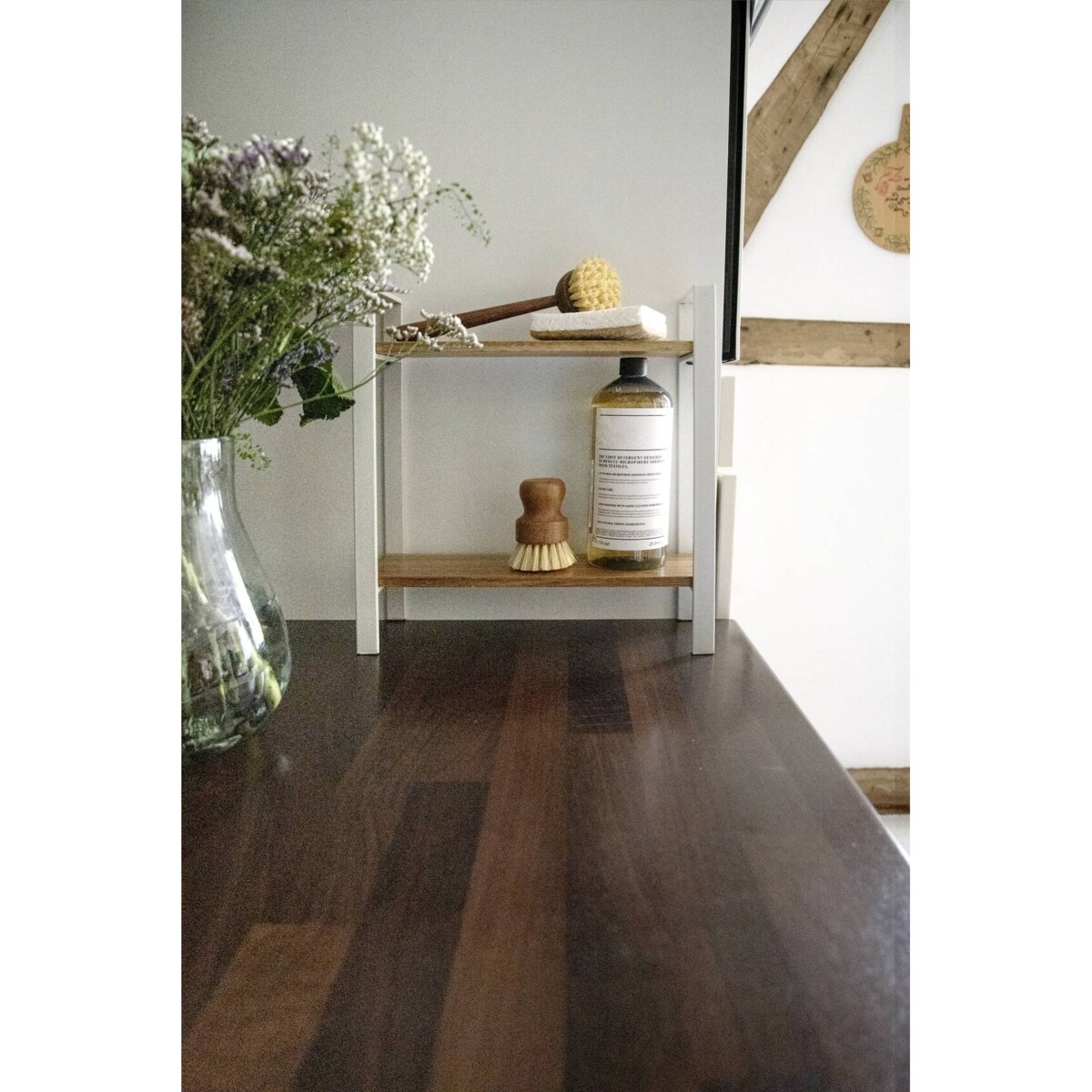 Dwupoziomowa półka kuchenna na blat LOUISA, drewno akacji