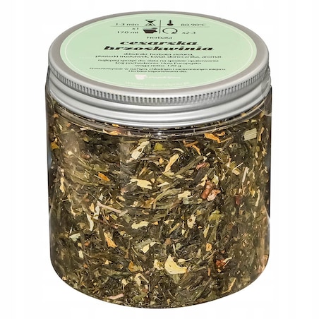 Herbata zielona CESARSKA BRZOSKWINIA o smaku słodkiej soczystej brzoskwini - herbata liściasta sypana mieszanka napar susz - gotowa na prezent upominek