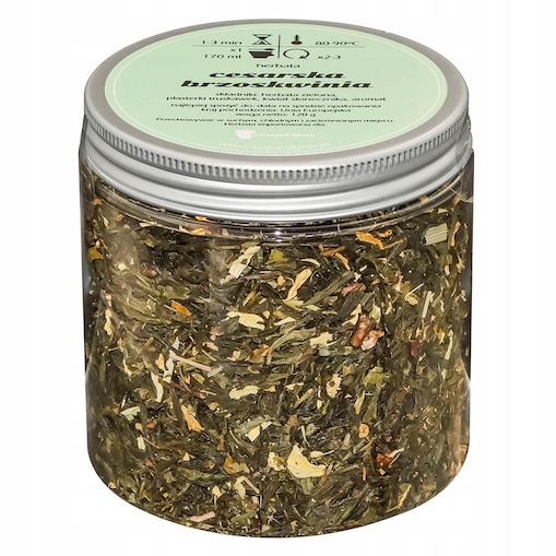 Herbata zielona CESARSKA BRZOSKWINIA o smaku słodkiej soczystej brzoskwini - herbata liściasta sypana mieszanka napar susz - gotowa na prezent upominek