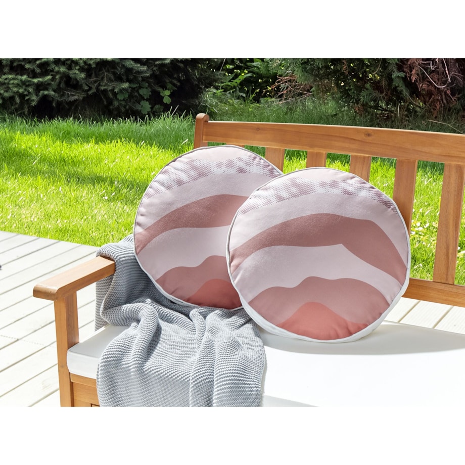 2 poduszki ogrodowe we wzór abstrakcyjny 40 cm różowe CAMPEI