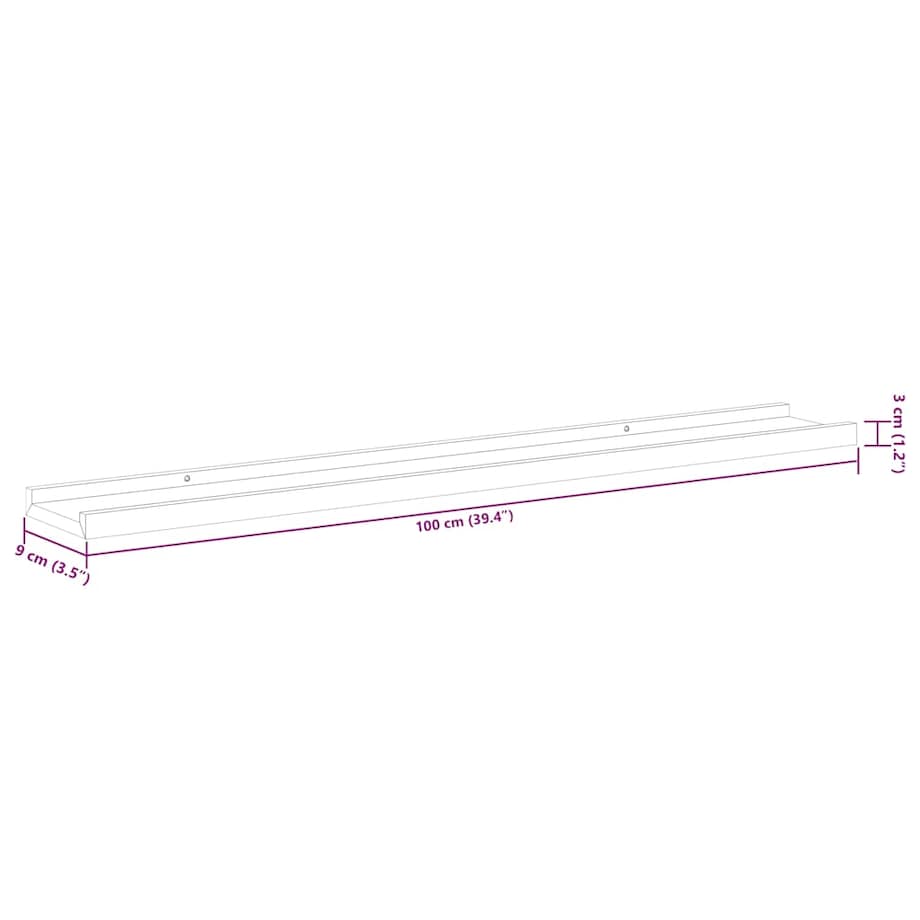vidaXL Półki ścienne, 4 szt., dąb sonoma, 100x9x3 cm