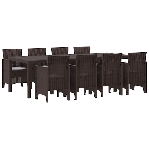 vidaXL Zestaw do jadalni w ogrodzie 9 pcs Brązowy Rattan Polt