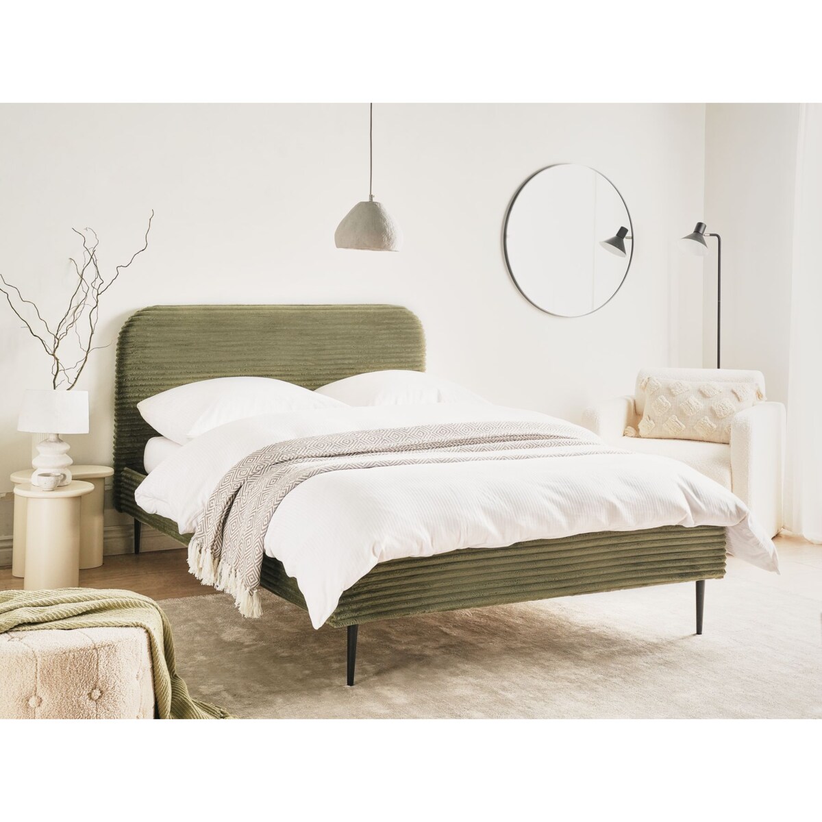 Łóżko Sztruks FLAYAT 140 x 200 cm Zielony