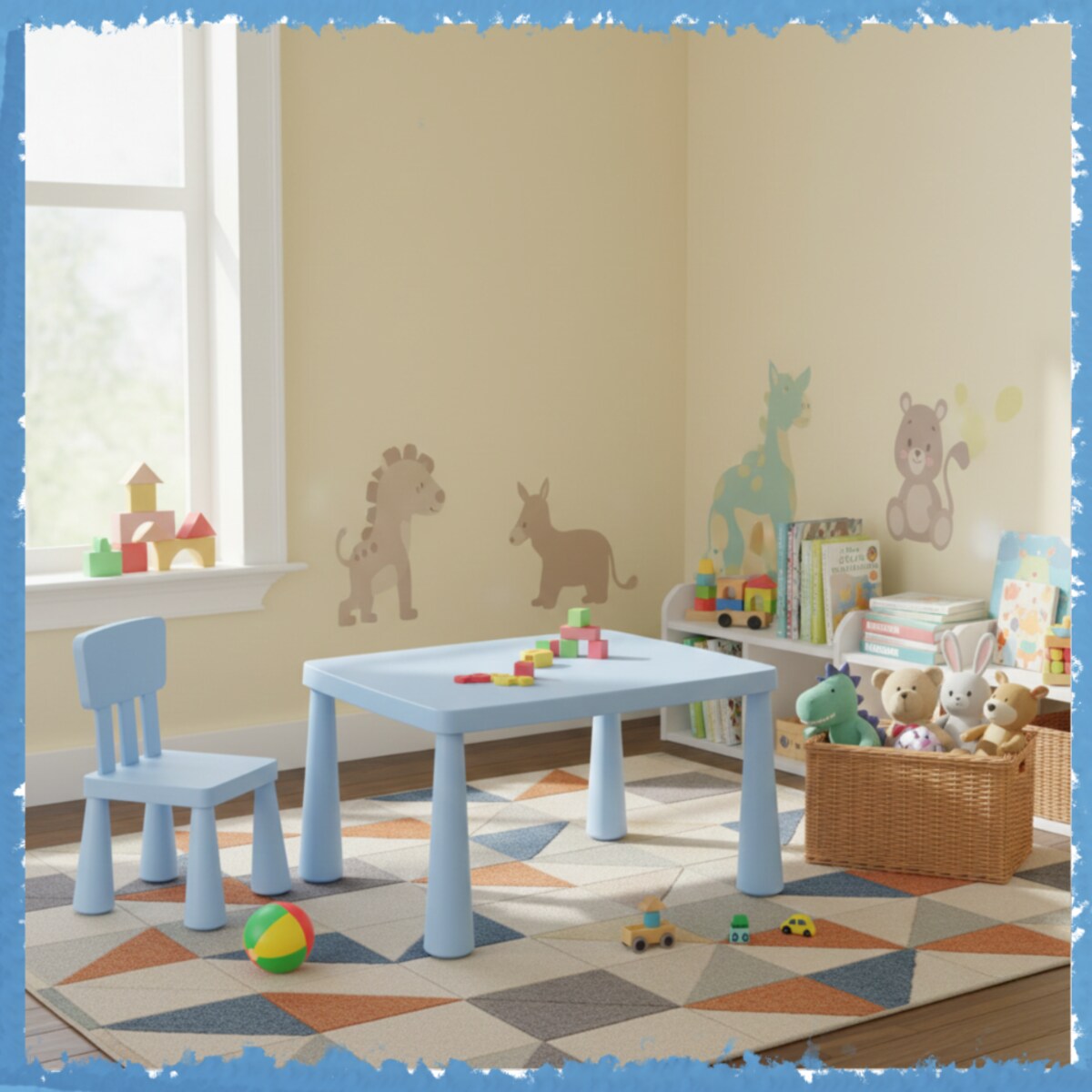 Stolik dla dzieci niebieski plastikowy do pokoju dziecka dziecięcy