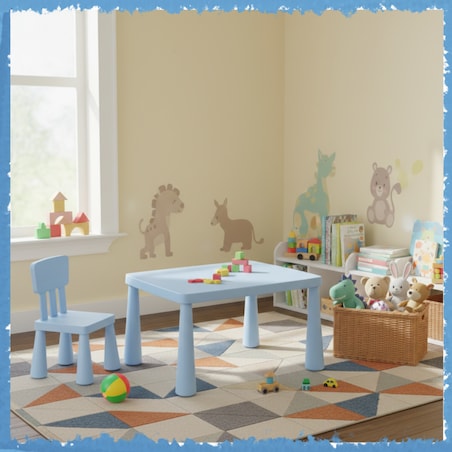 Stolik dla dzieci niebieski plastikowy do pokoju dziecka dziecięcy