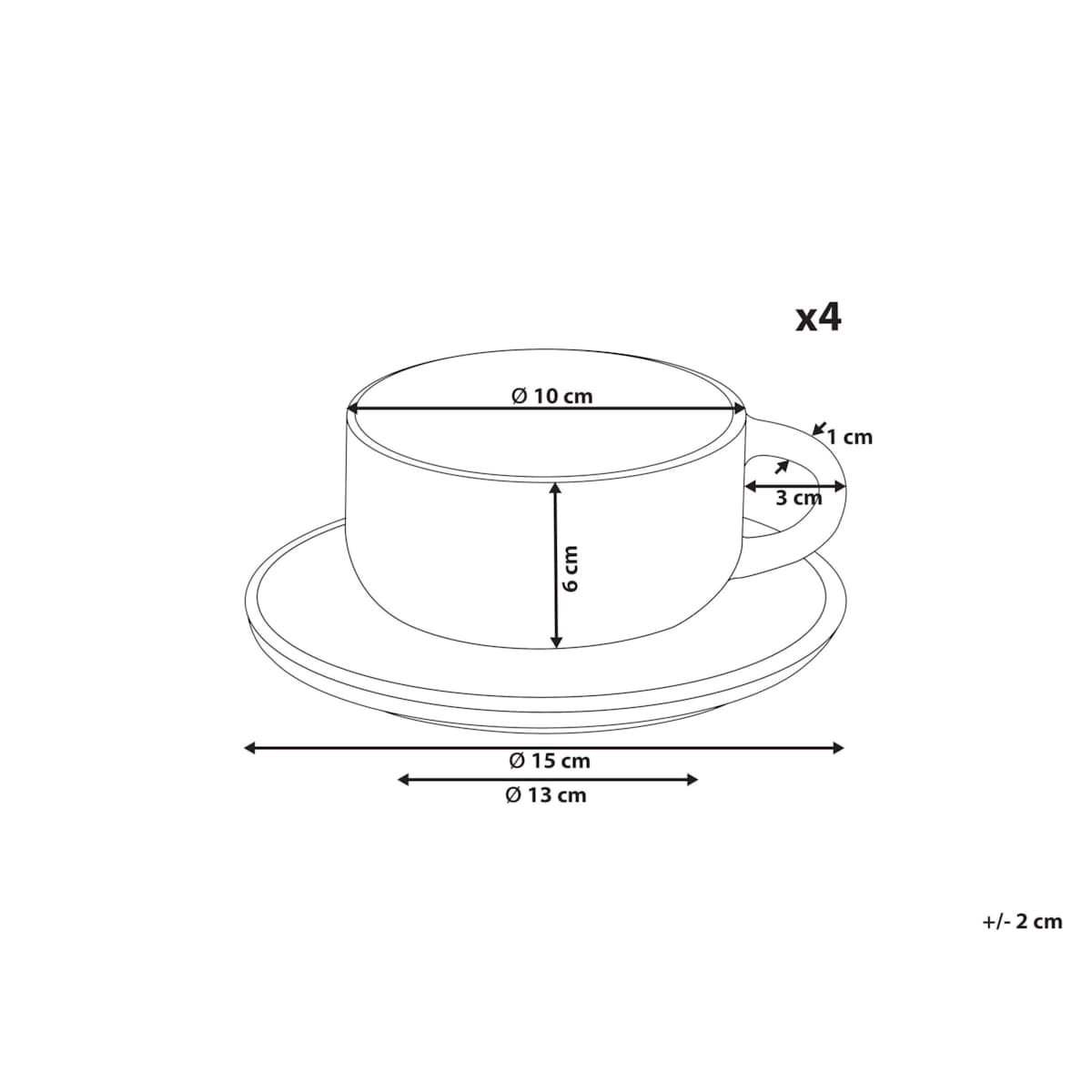 Zestaw 4 filiżanek ze spodkami SESAME Kamionka Złamana biel