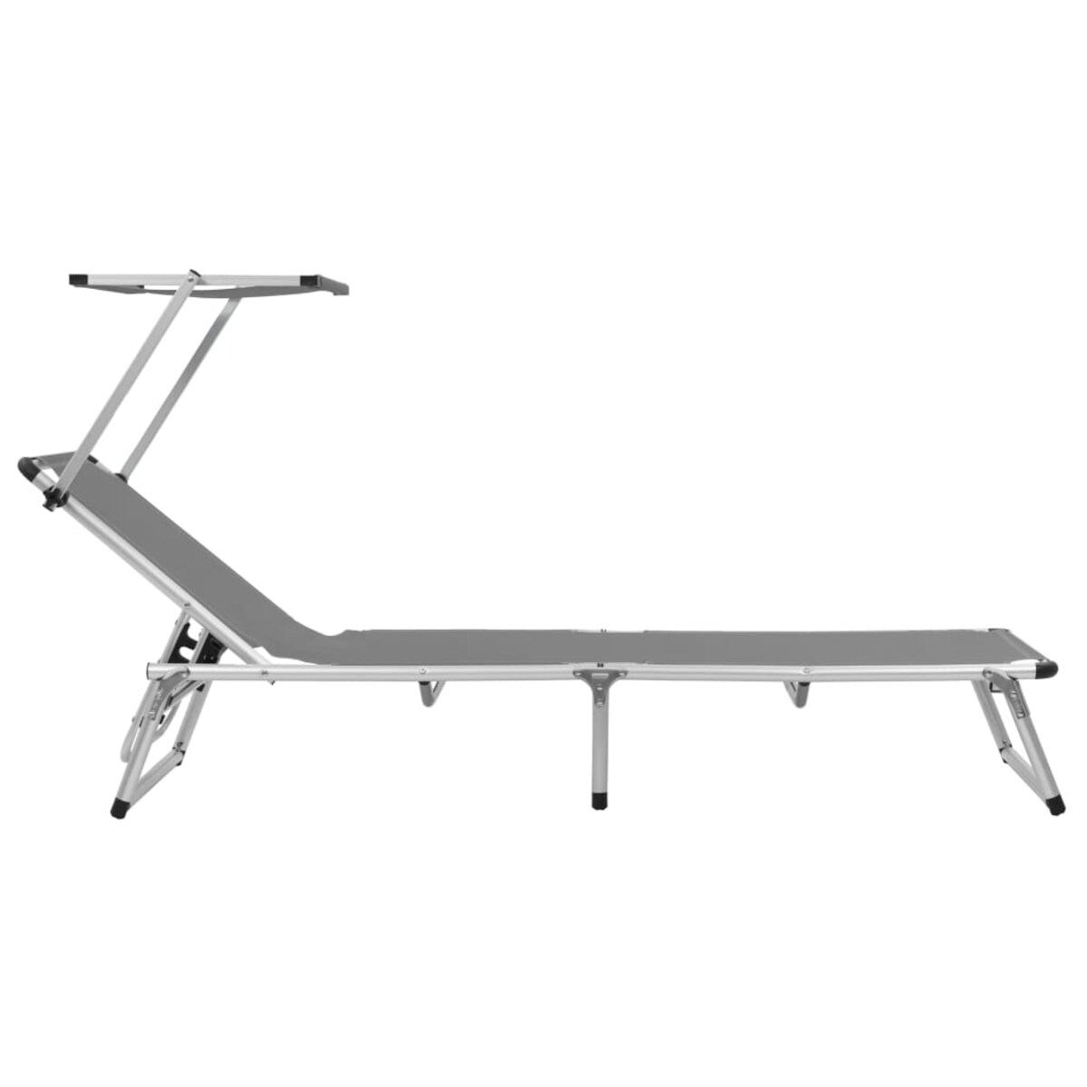 vidaXL Składany leżak z daszkiem, aluminium i textilene, szary