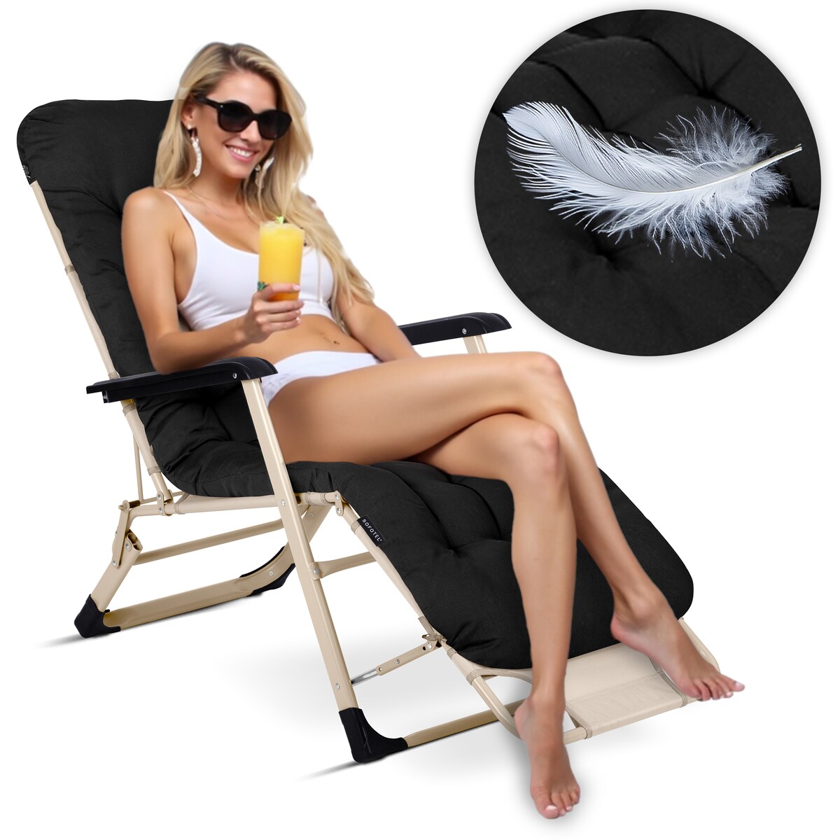 Leżak ogrodowy grawitacyjny z poduszką Sofotel składany fotel na taras balkon