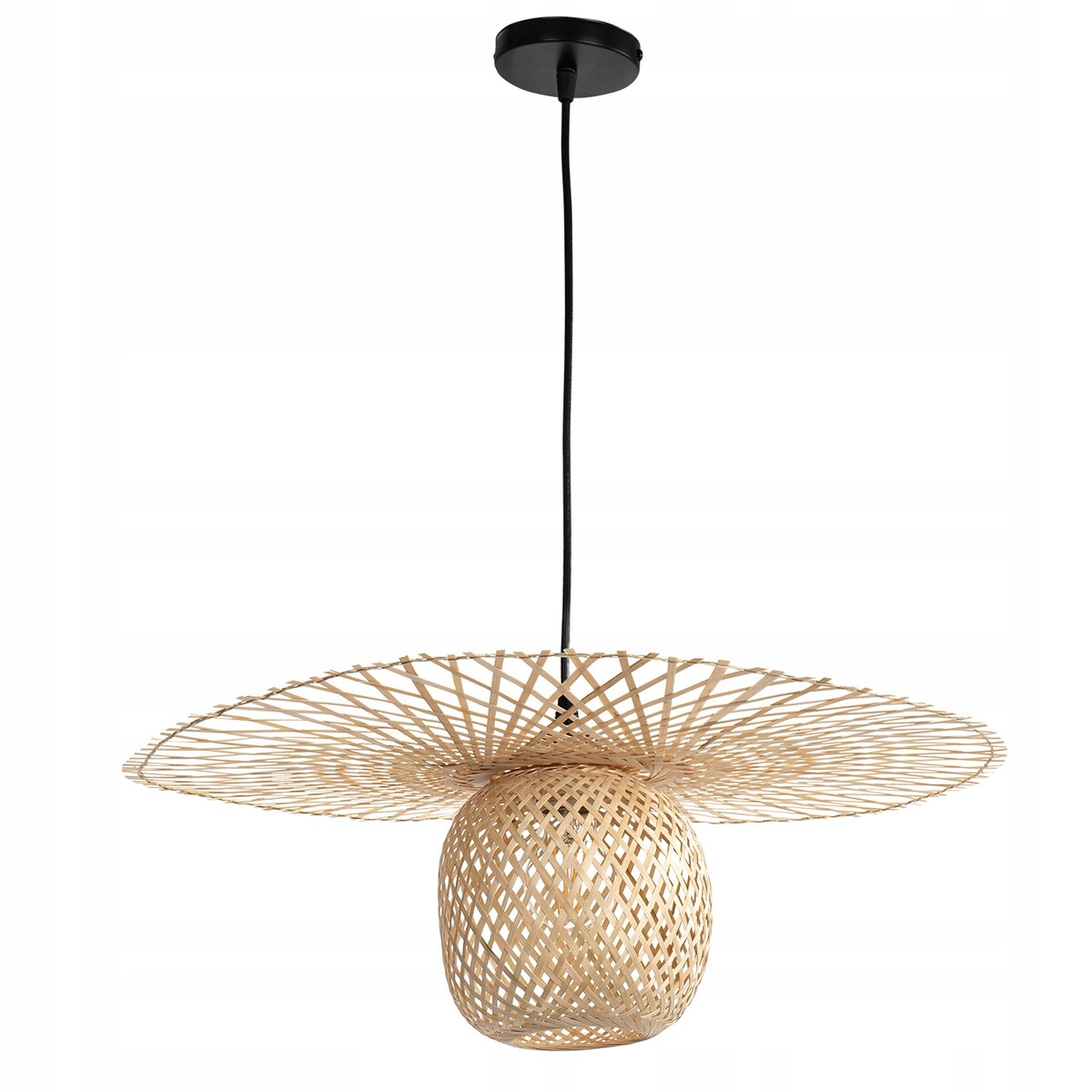 Lampa Wisząca Naturalna Okrągła Bambusowa Pleciona