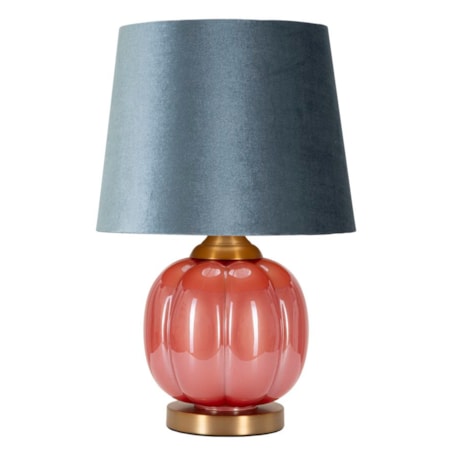 Lampa stołowa Helene Ball, kolor czerwony i niebieski, szkło, żelazo i tkanina, 32,5 x 32,5 x 50 cm, 1 x E27, do salonu i sypialni, Mauro Ferretti