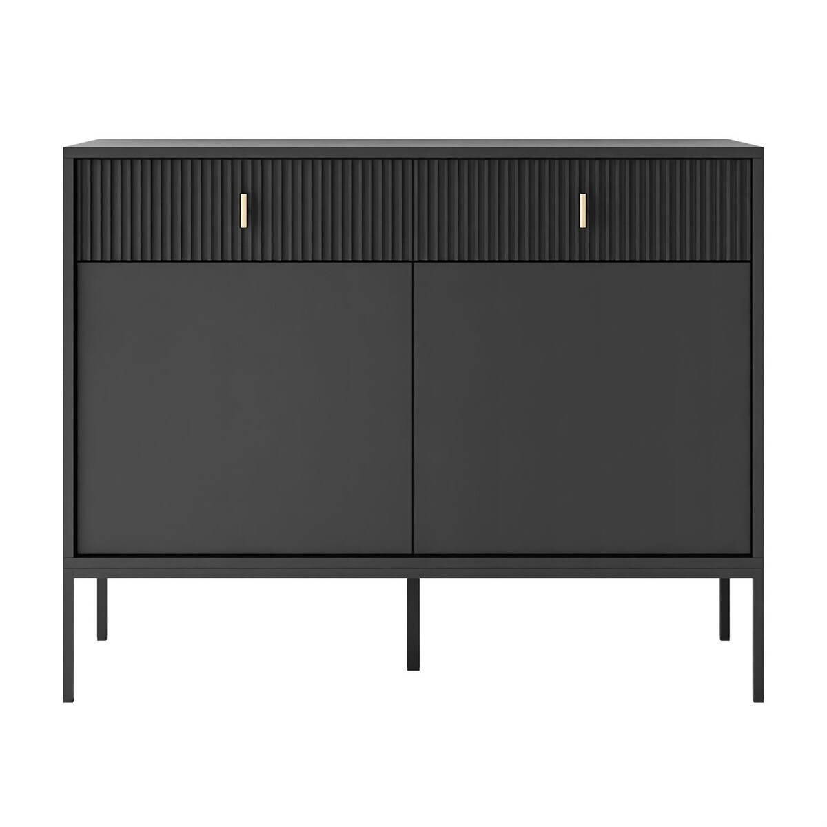 Komoda MIDNIGHT 2D2S z dwiema szufladami na stelażu, czarna