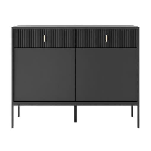 Komoda MIDNIGHT 2D2S z dwiema szufladami na stelażu, czarna