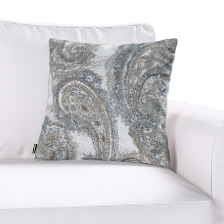 Poszewka Kinga na poduszkę 60x60 niebiesko-zielony paisley na kremowym tle