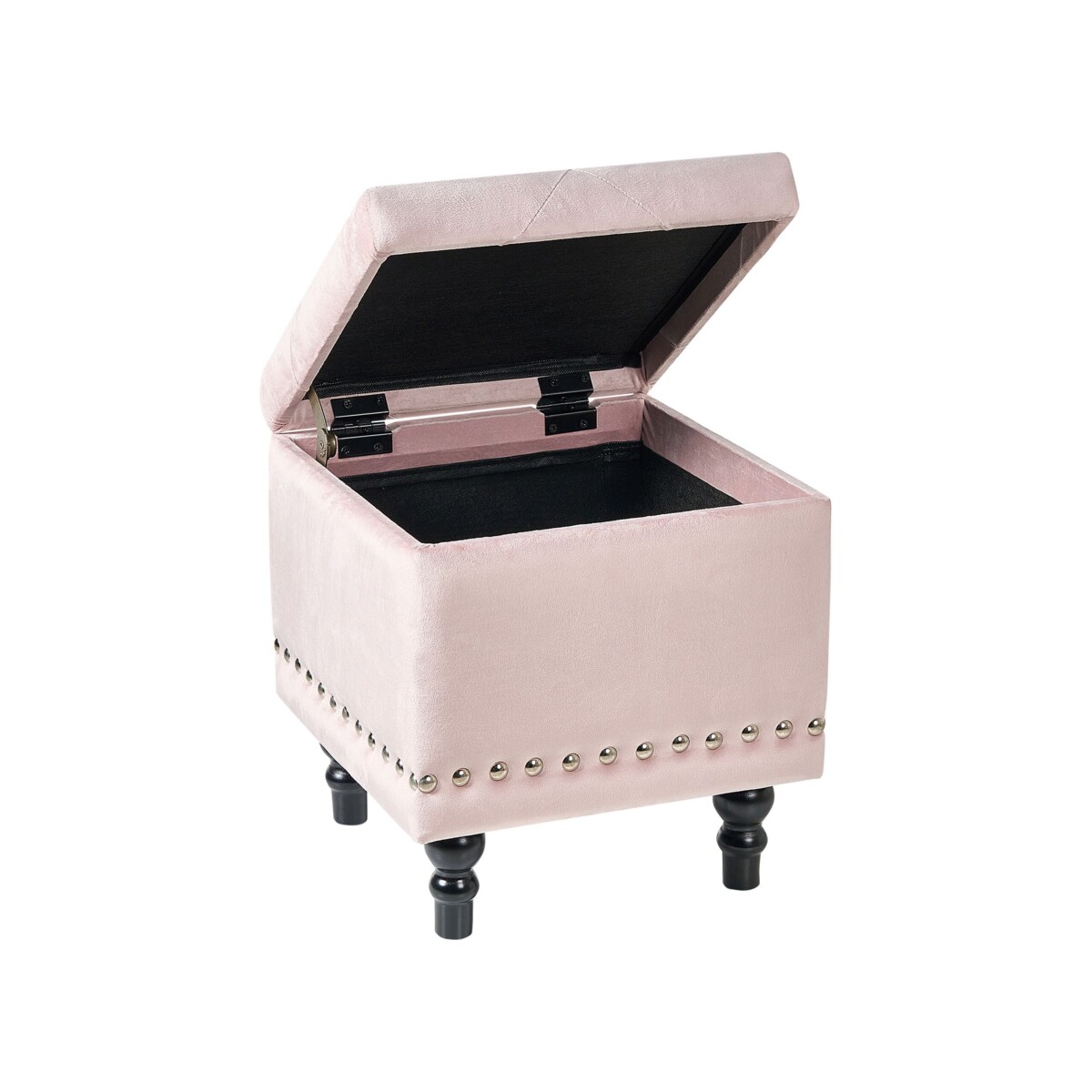 Puf ze schowkiem welurowy 37 x 37 x 40 cm różowy LORETTO