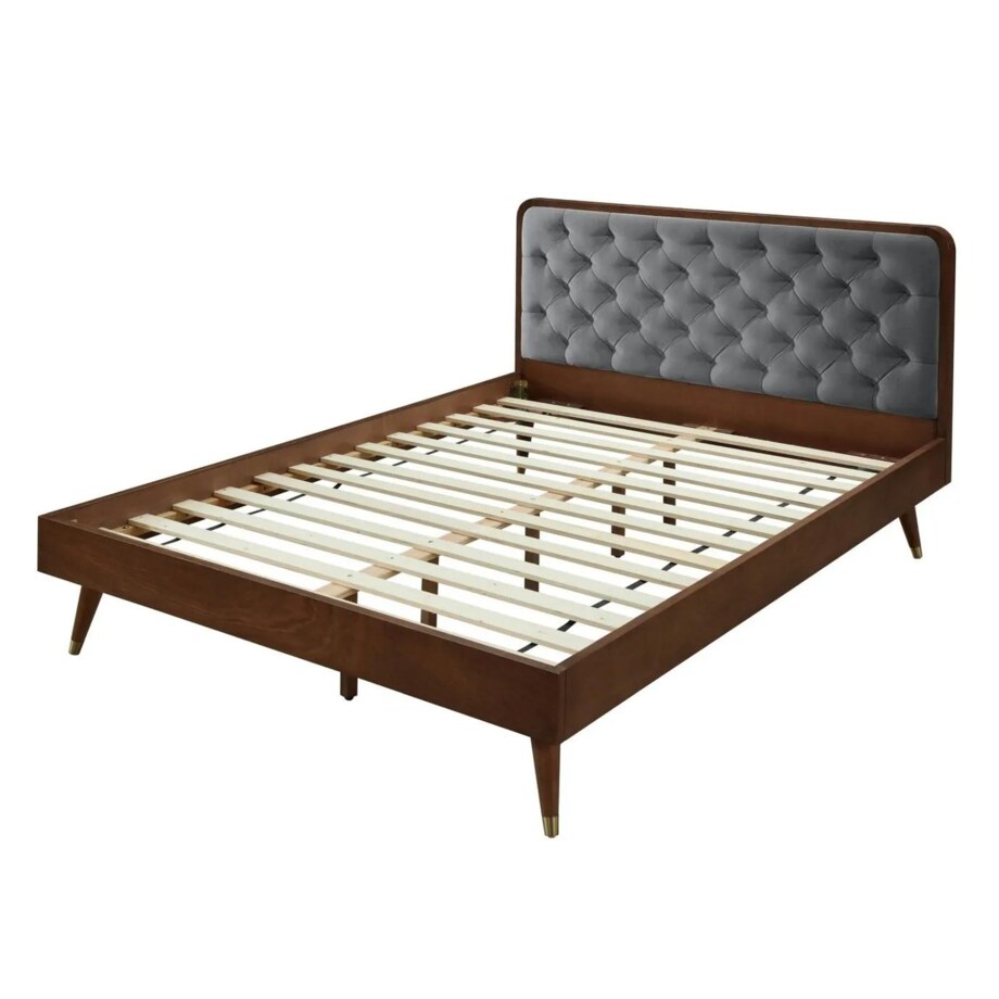 Łóżko CASSIDY 140x200 szare/orzech