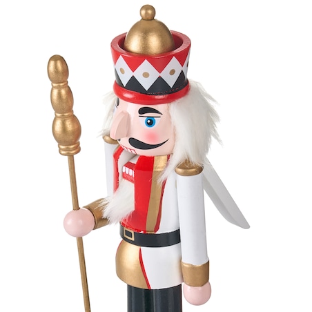 Zestaw 3 figurek dekoracyjnych RICKLEAN 30 cm Dziadek do orzechów Czerwony/ biały