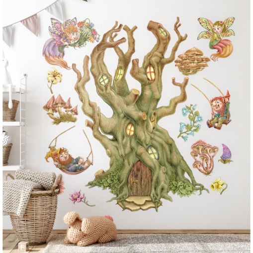 Zestaw naklejek na ścianę, Wróżkowy las, 80cm