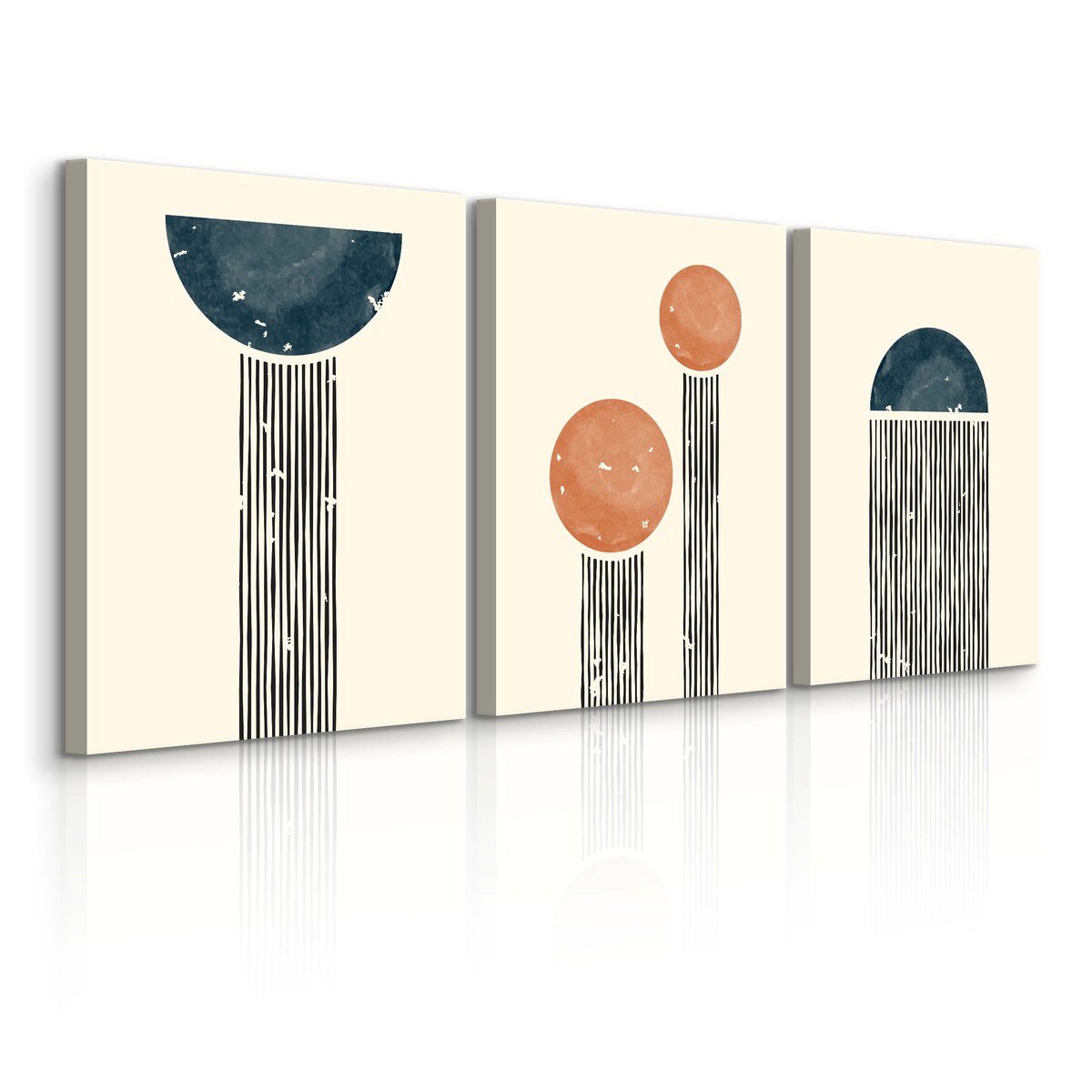 OBRAZY NA PŁÓTNIE SET ABSTRAKCJA FIGURY GEOMETRYCZNE STYL BOHO 90x40cm