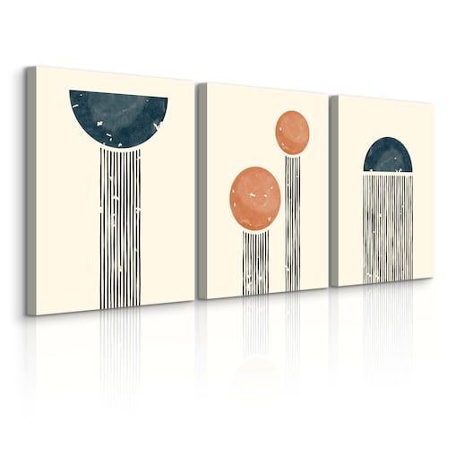 OBRAZY NA PŁÓTNIE SET ABSTRAKCJA FIGURY GEOMETRYCZNE STYL BOHO 90x40cm