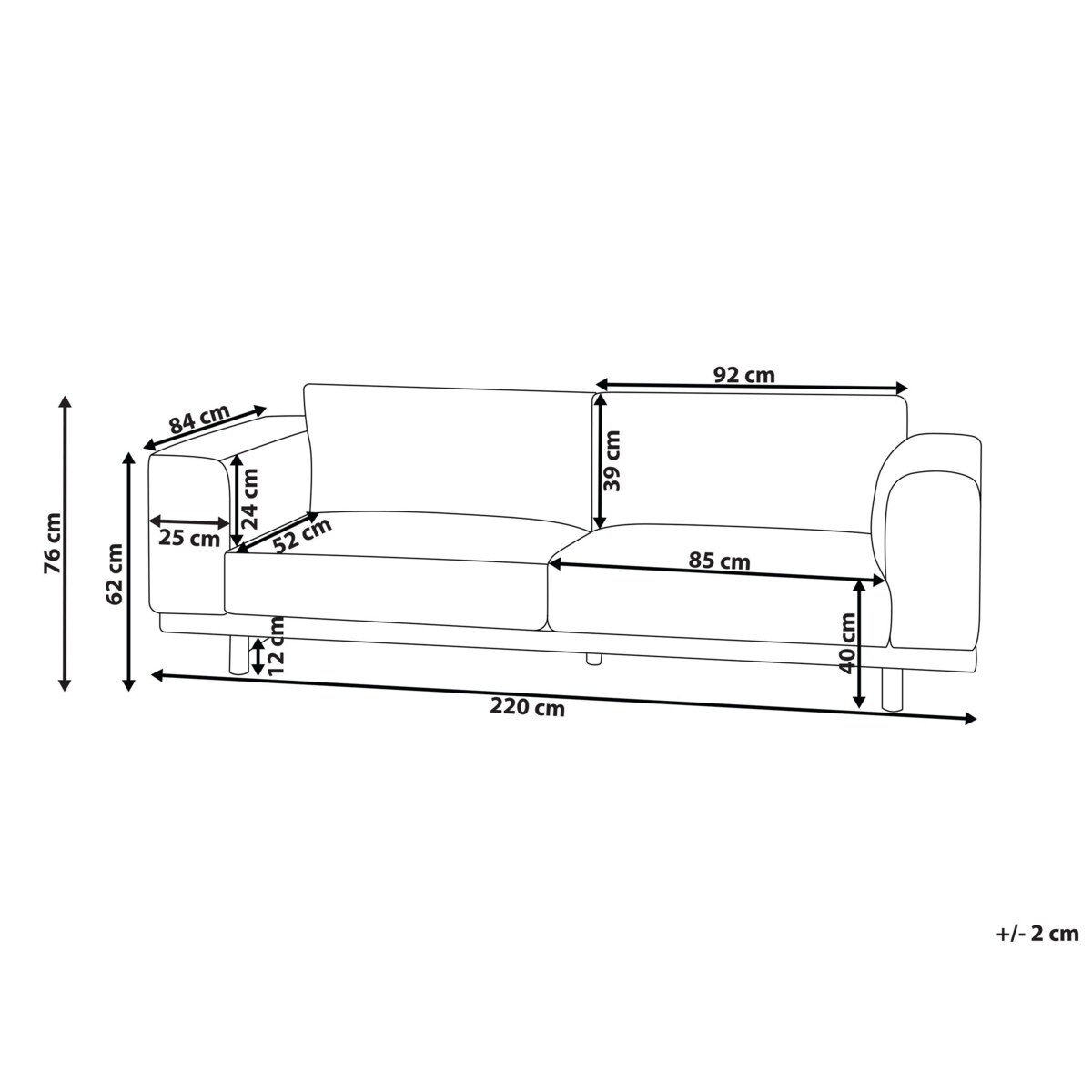 Sofa 3-osobowa jasnobeżowa NIVALA